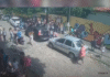 Poste desaba em frente a escola durante manutenção e quase provoca tragédia