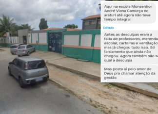 Pais e alunos denunciam ausência de tempo integral na Escola Monsenhor André Viana Camurça, em Caucaia
