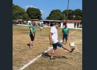 Torneio da Independência: presidente da Câmara de Caucaia, Dr. Tanilo Meneses, participa da abertura e mostra habilidade com a bola