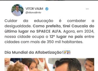 Ex-prefeito Vitor Valim (PSB) destaca avanços da educação durante sua gestão em Caucaia