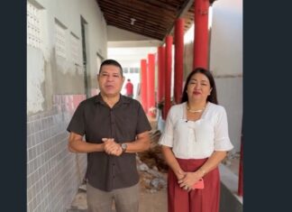 Presidente da Câmara de Caucaia, Dr. Tanilo Meneses, fiscaliza obra de reforma da Escola Maria Mota Rodrigues