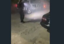 Viatura da PMCE pega fogo durante perseguição a dupla em motocicleta em Fortaleza