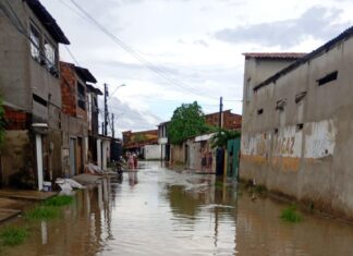 Moradores denunciam lama, buracos e alagamentos na Rua Lindomar Castilho, no Parque Soledade