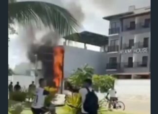 Incêndio atinge fachada de academia no Cumbuco e mobiliza equipes de emergência em Caucaia