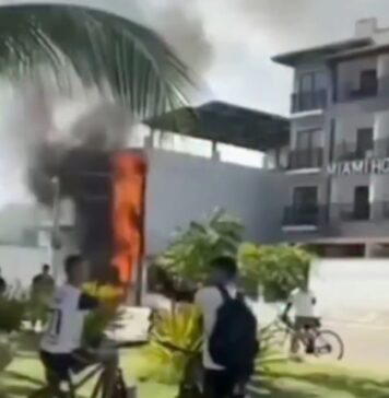 Incêndio atinge fachada de academia no Cumbuco e mobiliza equipes de emergência em Caucaia