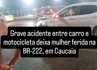 Grave acidente entre carro e motocicleta deixa mulher ferida na BR-222, em Caucaia
