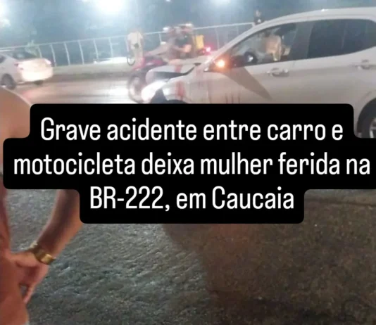 Grave acidente entre carro e motocicleta deixa mulher ferida na BR-222, em Caucaia