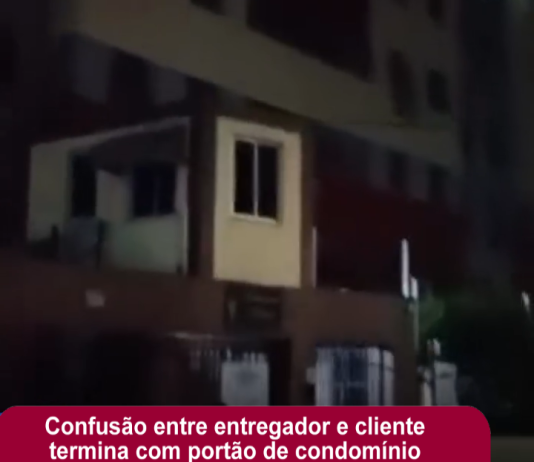 Confusão entre entregador e cliente termina com portão de condomínio danificado em Fortaleza Confusão entre entregador e cliente termina com portão de condomínio danificado em Fortaleza